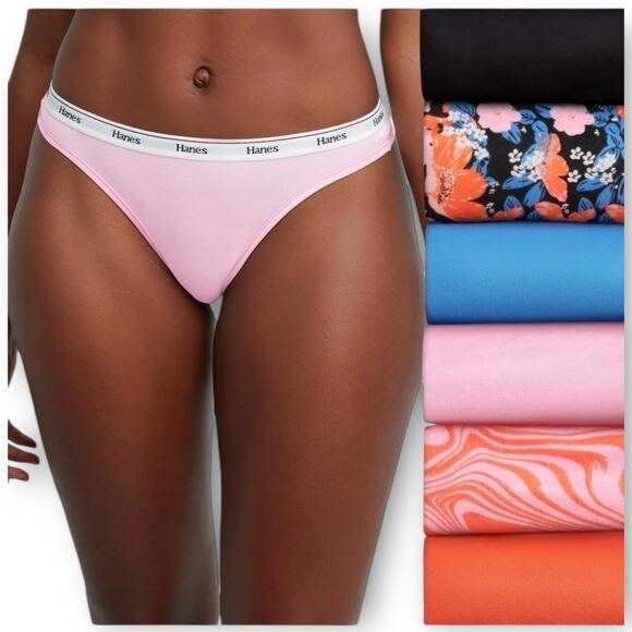 NWT Hanes Originals Cotton Stretch Thong 6-Pack – Women’s 8/XL - Picture 2 of 7